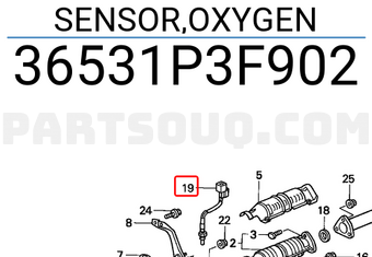 Honda 36531P3F902 SENSOR,OXYGEN