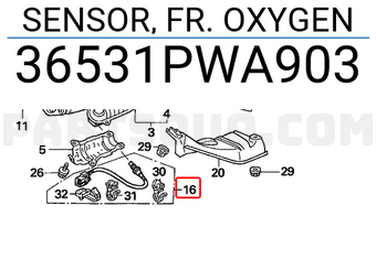 Honda 36531PWA903 SENSOR, FR. OXYGEN