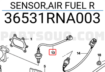 Honda 36531RNA003 SENSOR,AIR FUEL R