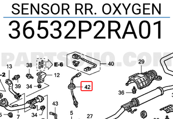 Honda 36532P2RA01 SENSOR RR. OXYGEN