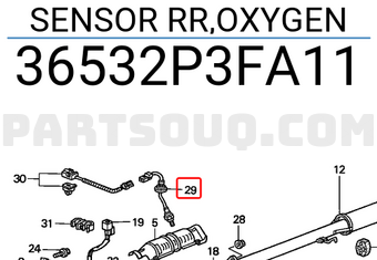 Honda 36532P3FA11 SENSOR RR,OXYGEN
