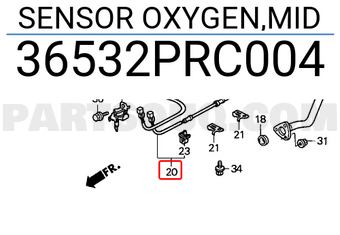 Honda 36532PRC004 SENSOR OXYGEN,MID