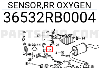 Honda 36532RB0004 SENSOR,RR OXYGEN