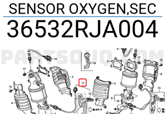 Honda 36532RJA004 SENSOR OXYGEN,SEC