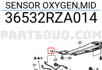 Honda 36532RZA014 SENSOR OXYGEN,MID