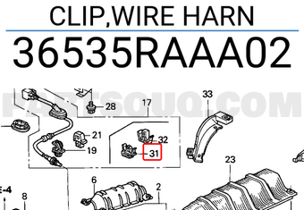 Honda 36535RAAA02 CLIP,WIRE HARN