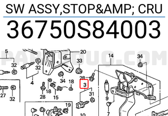 Honda 36750S84003 SW ASSY,STOP& CRU