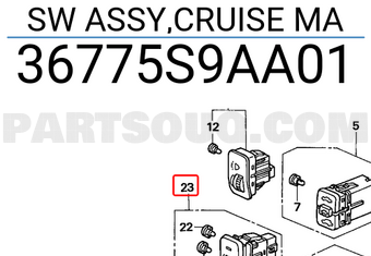 Honda 36775S9AA01 SW ASSY,CRUISE MA