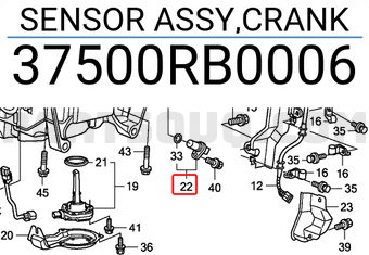 Honda 37500RB0006 SENSOR ASSY,CRANK