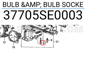 Honda 37705SE0003 BULB & BULB SOCKE
