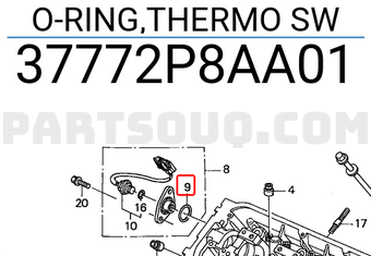 Honda 37772P8AA01 O-RING,THERMO SW