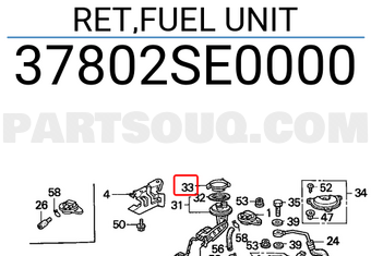Honda 37802SE0000 RET,FUEL UNIT