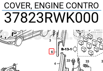 Honda 37823RWK000 COVER, ENGINE CONTRO