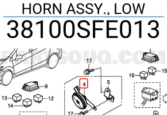 Honda 38100SFE013 HORN ASSY., LOW