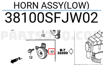 Honda 38100SFJW02 HORN ASSY(LOW)
