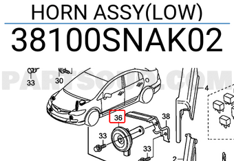 Honda 38100SNAK02 HORN ASSY(LOW)