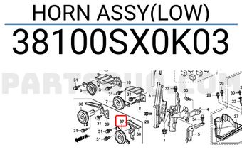 Honda 38100SX0K03 HORN ASSY(LOW)