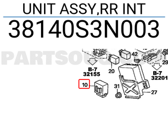 Honda 38140S3N003 UNIT ASSY,RR INT