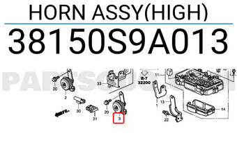Honda 38150S9A013 HORN ASSY(HIGH)