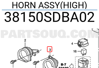 Honda 38150SDBA02 HORN ASSY(HIGH)