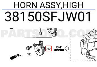 Honda 38150SFJW01 HORN ASSY,HIGH
