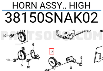 Honda 38150SNAK02 HORN ASSY., HIGH