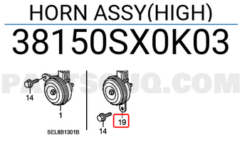 Honda 38150SX0K03 HORN ASSY(HIGH)