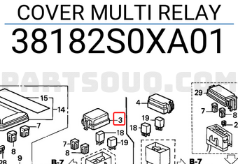 Honda 38182S0XA01 COVER MULTI RELAY