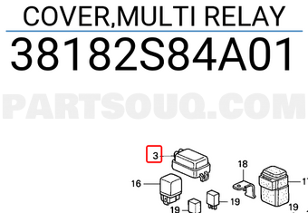 Honda 38182S84A01 COVER,MULTI RELAY