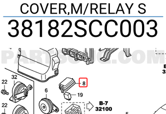 Honda 38182SCC003 COVER,M/RELAY S