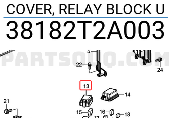 Honda 38182T2A003 COVER, RELAY BLOCK U