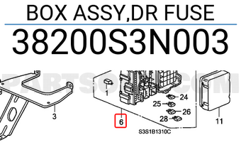 Honda 38200S3N003 BOX ASSY,DR FUSE