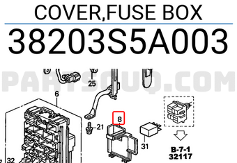 Honda 38203S5A003 COVER,FUSE BOX