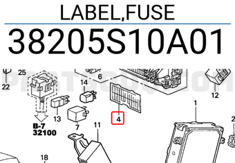 Honda 38205S10A01 LABEL,FUSE