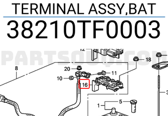 Honda 38210TF0003 TERMINAL ASSY,BAT