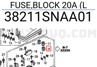 Honda 38211SNAA01 FUSE,BLOCK 20A (L