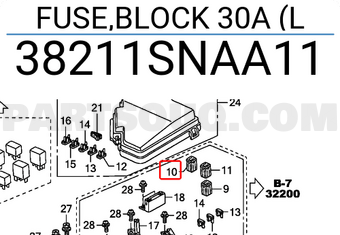 Honda 38211SNAA11 FUSE,BLOCK 30A (L