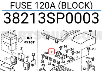 Honda 38213SP0003 FUSE 120A (BLOCK)