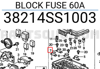 Honda 38214SS1003 BLOCK FUSE 60A