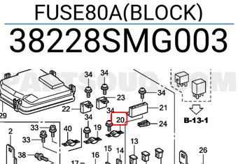 Honda 38228SMG003 FUSE80A(BLOCK)