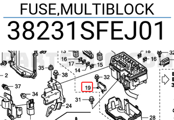 Honda 38231SFEJ01 FUSE,MULTIBLOCK