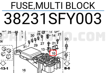 Honda 38231SFY003 FUSE,MULTI BLOCK