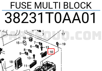 Honda 38231T0AA01 FUSE MULTI BLOCK