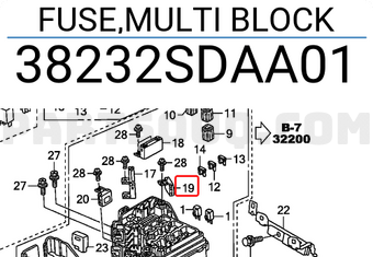 Honda 38232SDAA01 FUSE,MULTI BLOCK