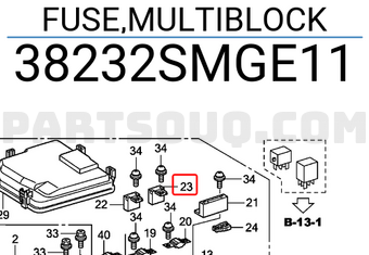 Honda 38232SMGE11 FUSE,MULTIBLOCK