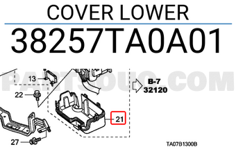 Honda 38257TA0A01 COVER LOWER