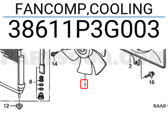 Honda 38611P3G003 FANCOMP,COOLING