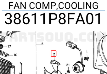 Honda 38611P8FA01 FAN COMP,COOLING