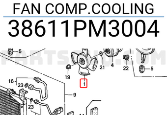 Honda 38611PM3004 FAN COMP.COOLING