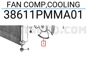 Honda 38611PMMA01 FAN COMP,COOLING